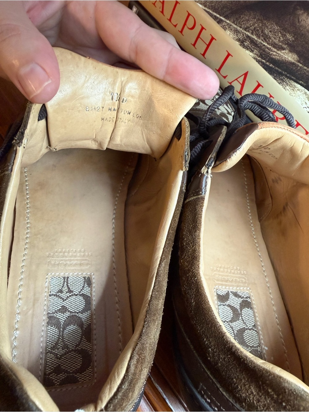 Coach Men's Signature Canvas & Suede Sneakers in Brown - Picture 5 of 7